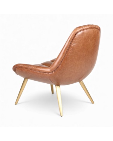 Vintage cognacbrauner Ledersessel im Stil der 70er Jahre - Modell Pete