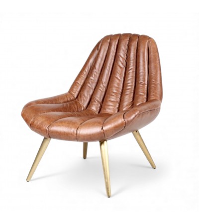 Vintage cognacbrauner Ledersessel im Stil der 70er Jahre - Modell Pete