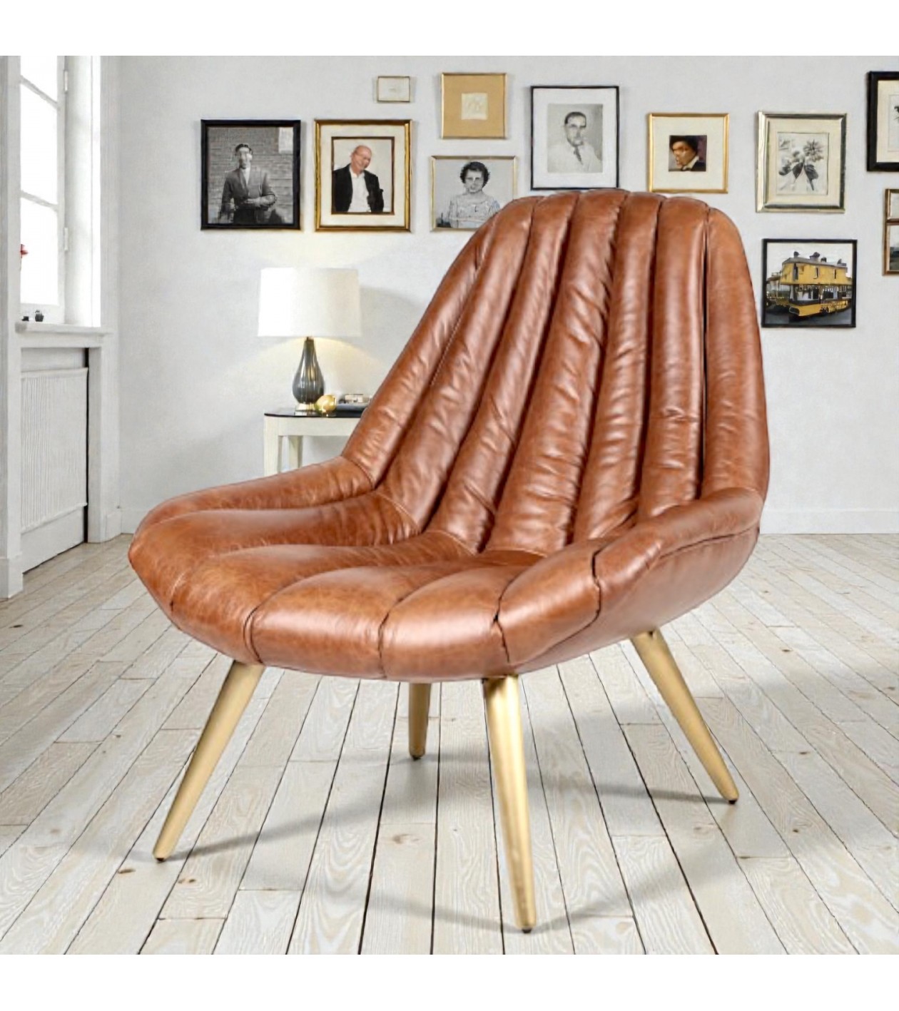 Vintage Cognacbrauner Ledersessel im Stil der 70er Jahre - Modell Pete