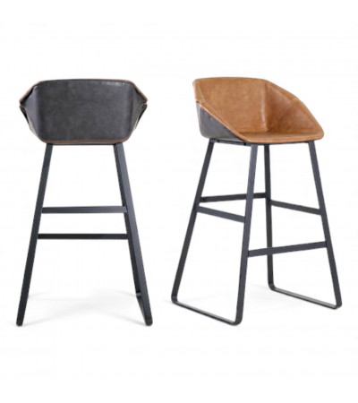 2 x Chaises de bar marron clair et gris - collection Jones