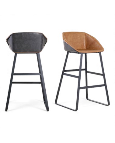 2 x Chaises de bar marron clair et gris - collection Jones