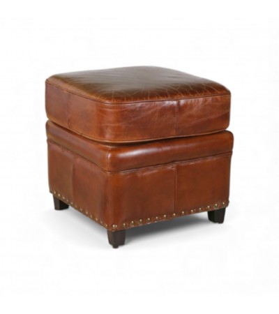 Clubsessel vintage braunes Leder mit seiner Ottomane - Kollektion Charlot