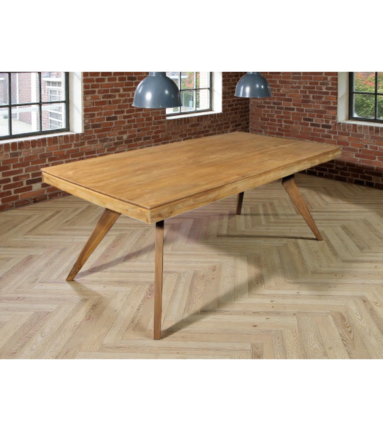 Table à manger en bois de teck recyclé massif 200 cm - modèle Samui