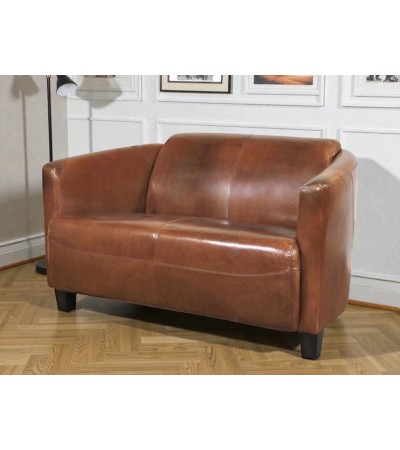 Clubsofa aus braunem Leder Billy im Wohnambiente