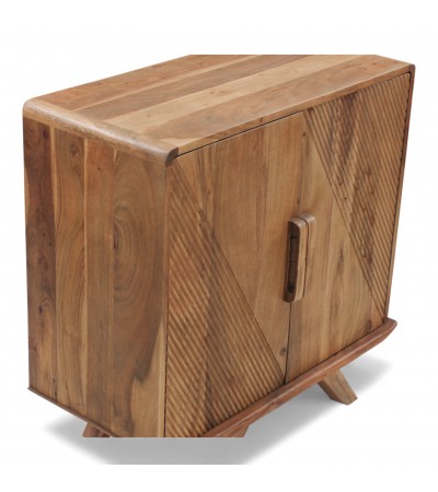 Détail finition bois massif buffet Neela avec angle arrondi
