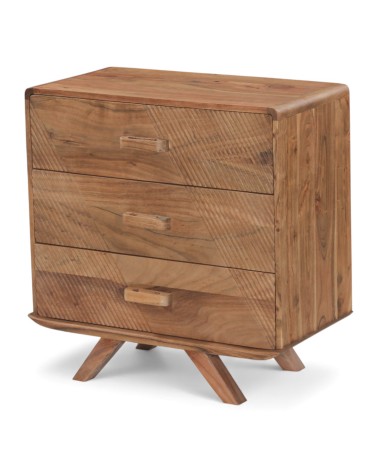 Vue 3/4 de la commode Neela mettant en valeur ses lignes arrondies