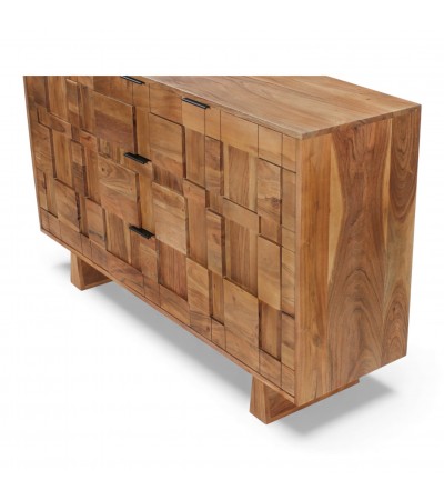 Vue en perspective mettant en valeur la profondeur et le bois naturel