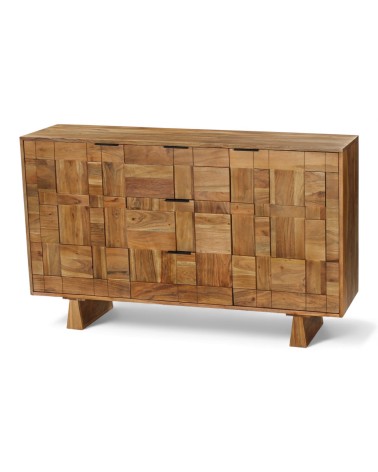 Commode bois massif Yamini vue de côté avec finition naturelle