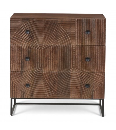Commode Anaya en bois massif avec façades sculptées design