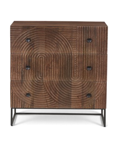 Commode Anaya en bois massif avec façades sculptées design