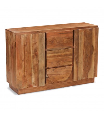 Commode bois massif Arya vue 3/4 avec structure épaisse
