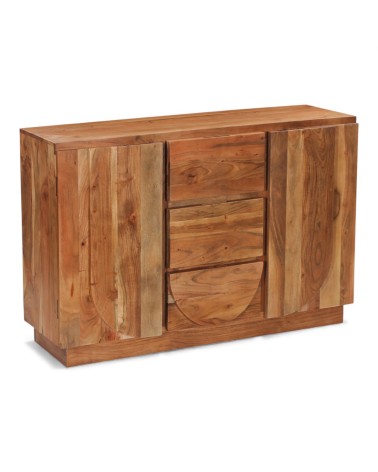 Commode bois massif Arya vue 3/4 avec structure épaisse