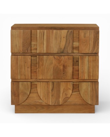 Commode bois massif Arya design contemporain avec façades sculptées