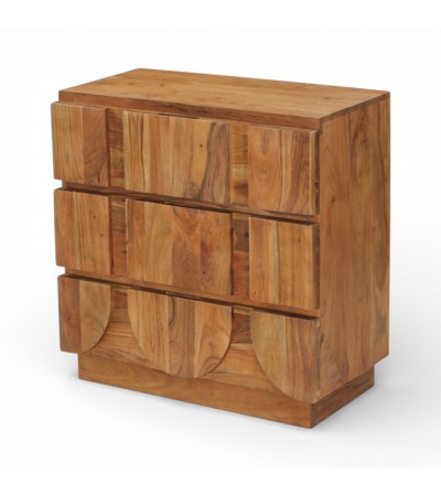 Commode bois massif Arya vue en perspective avec lignes géométriques