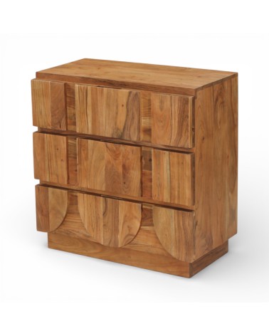 Commode bois massif Arya vue en perspective avec lignes géométriques