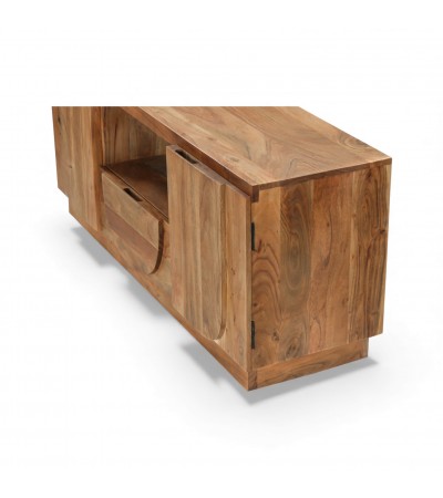 Plateau meuble TV Arya en bois massif avec veinage naturel