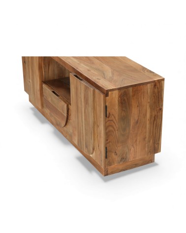 Plateau meuble TV Arya en bois massif avec veinage naturel