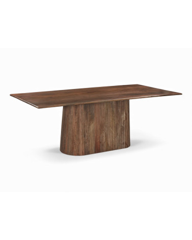 Table de repas en bois massif de manguier – Vue 3/4 modèle Chandra Stanfield