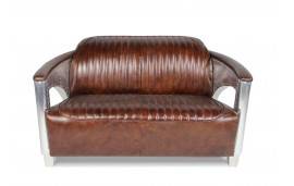 Canapé aviateur "Byrd" et 2 fauteuils aviateurs "Byrd" cuir marron