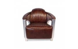 Canapé aviateur "Byrd" et 2 fauteuils aviateurs "Byrd" cuir marron