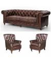 Canape Chesterfield "Byron" + 2 fauteuils  "Winston"