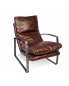 fauteuil design moelleux cuir marron vintage 