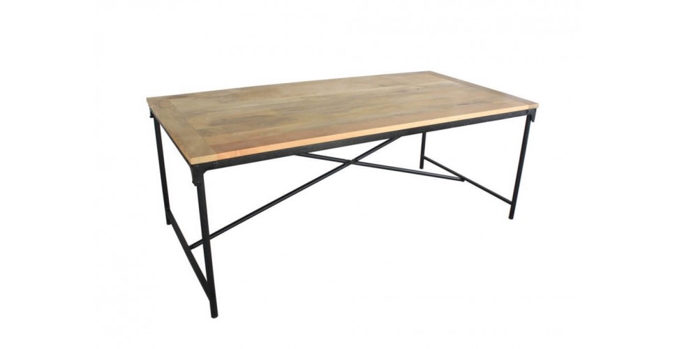Table a diner bois massif et structure en metal 200 cm, "Harlem"
